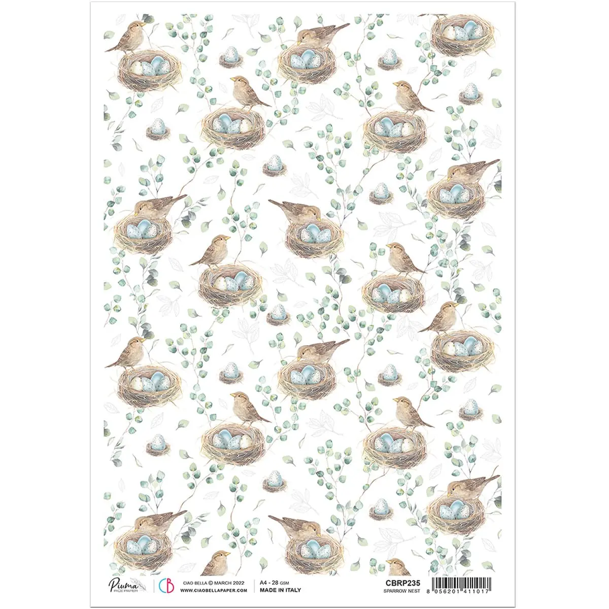 Ciao Bella Rice Paper A4 Sparrow Nest 1