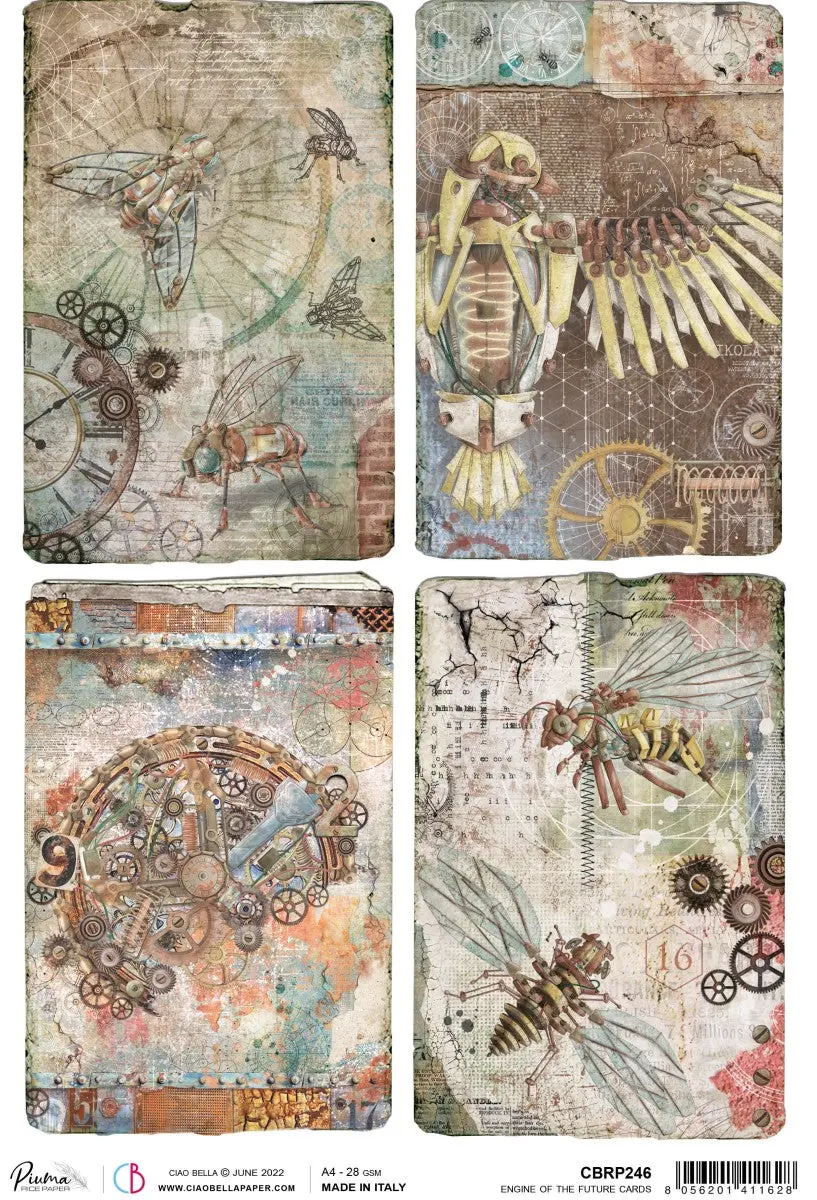 Ciao Bella Rice Paper A4 Piuma Engine Of The Future Cards - 5 Sheets 1