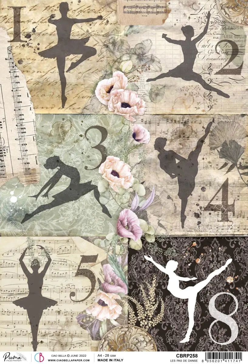 Ciao Bella Rice Paper A4 Piuma Les Pas De Danse - 5 Sheets 1