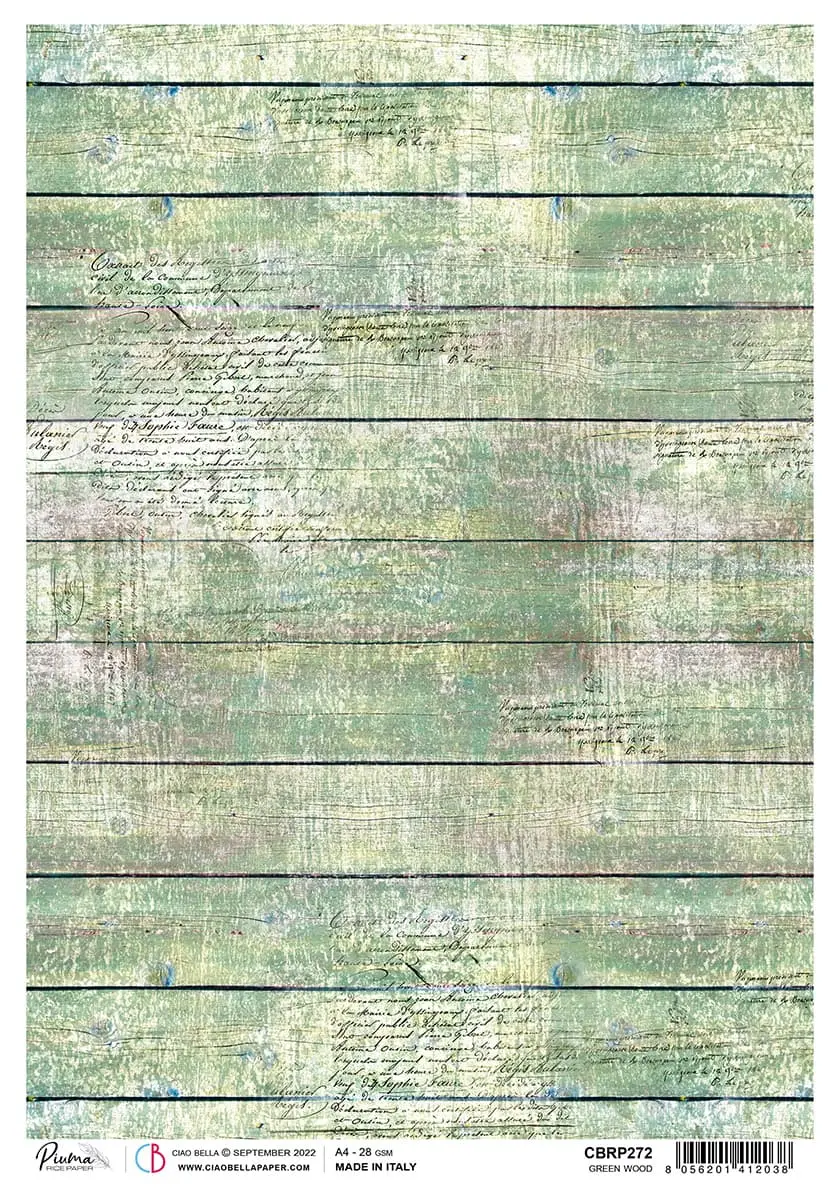 Rice Paper A4 Piuma Green Wood - 5 Sheets 1