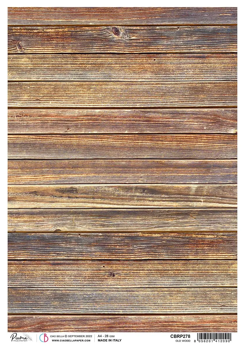 Rice Paper A4 Piuma Old Wood - 5 Sheets 1