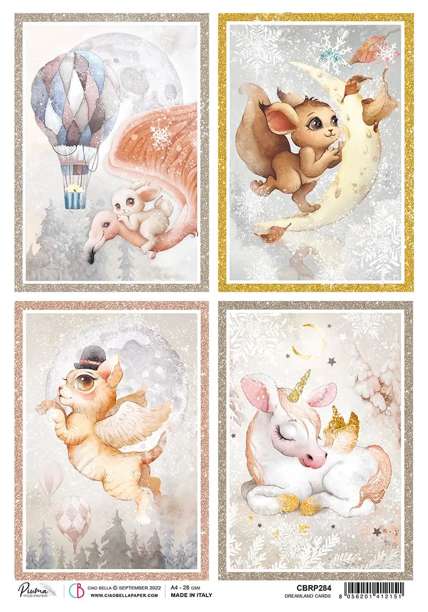 Rice Paper A4 Piuma Dreamland Cards - 5 Sheets 1