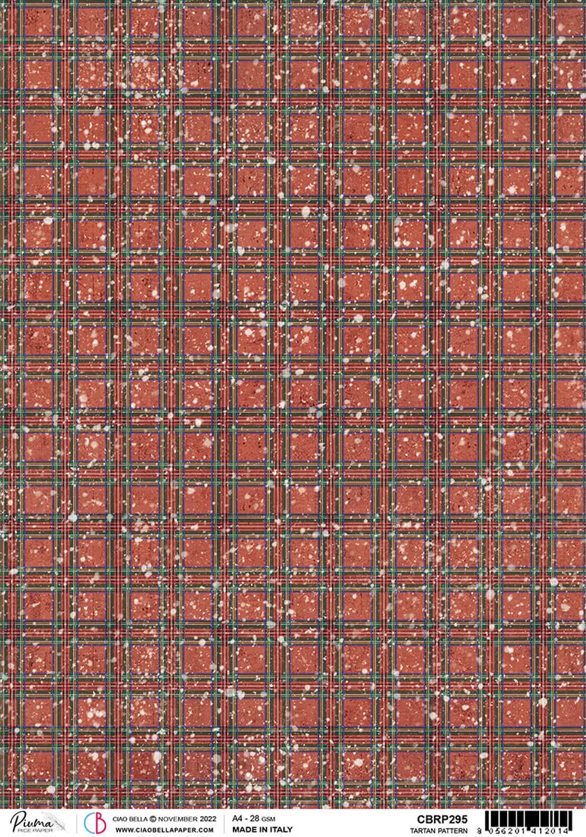 Rice Paper A4  Piuma Tartan Pattern - 5 Sheets 1