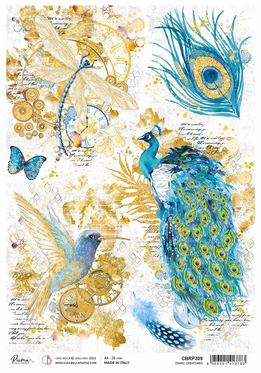 Rice Paper A4 Piuma Oniric Creatures - 5 Sheets 1