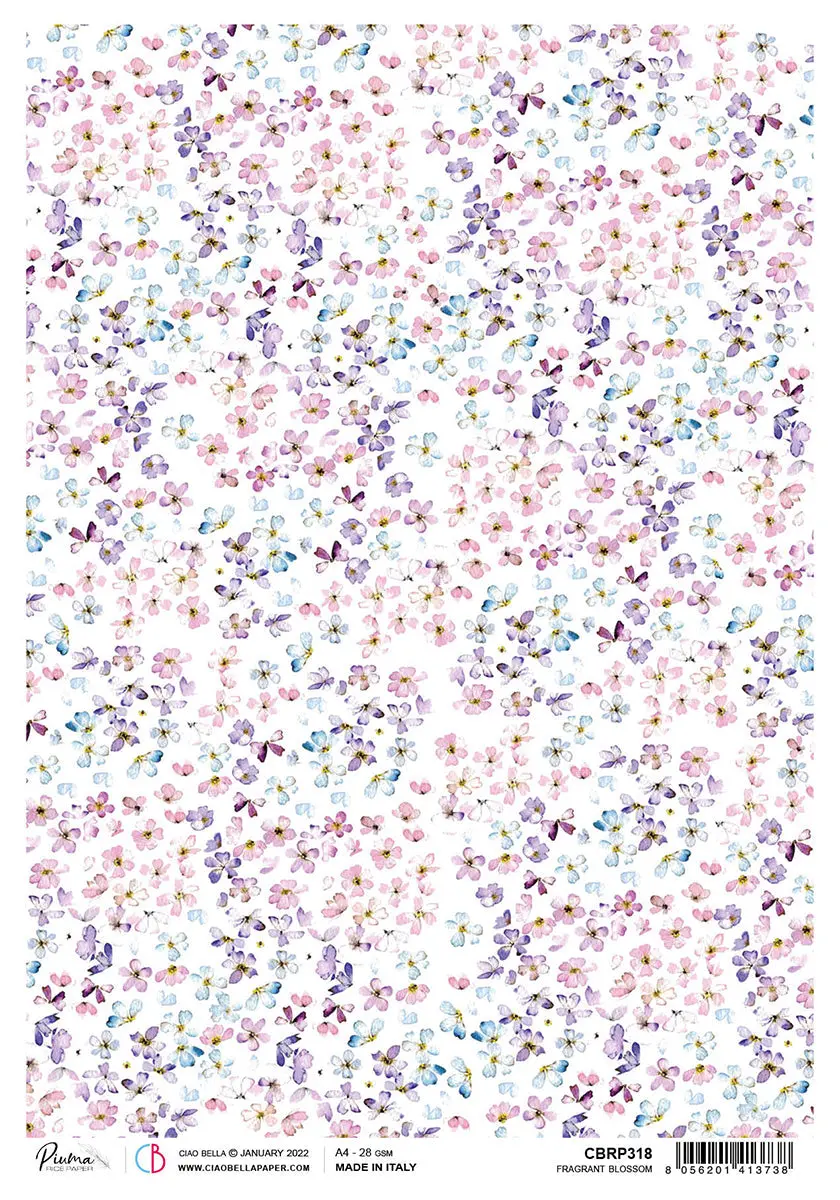 Ciao Bella Rice Paper A4 Piuma Fragrant Blossom - 5 Sheets 1