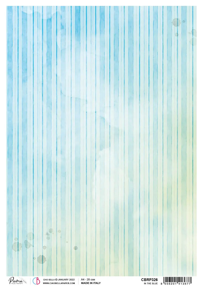 Ciao Bella Rice Paper A4 Piuma In The Blue - 5 Sheets 1