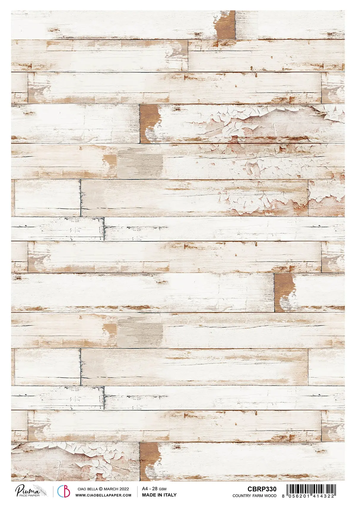 Ciao Bella Rice Paper A4 Piuma Country Farm Wood - 5 Sheets 1