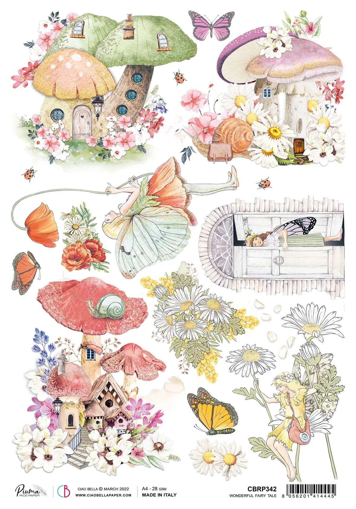 Ciao Bella Rice Paper A4 Piuma Wonderful Fairy Tale - 5 Sheets 1
