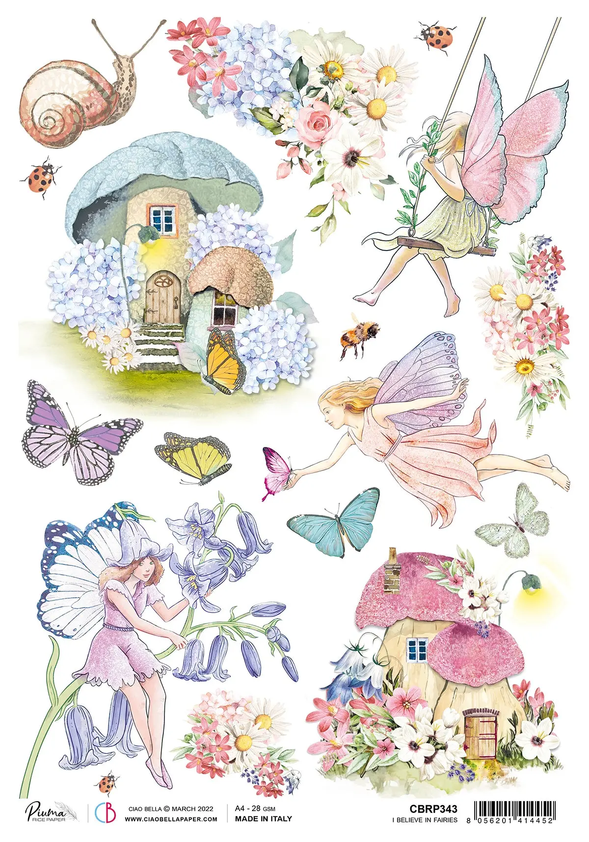 Ciao Bella Rice Paper A4 Piuma I Believe In Fairies - 5 Sheets 1