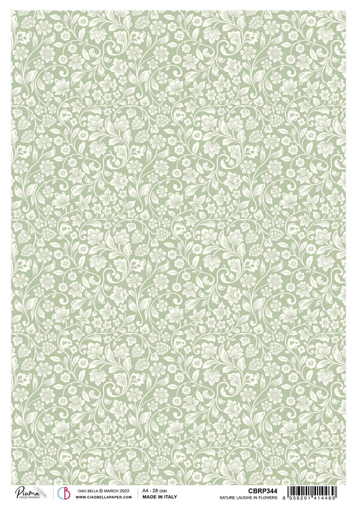 Ciao Bella Rice Paper A4 Piuma Nature Laughs In Flowers - 5 Sheets 1