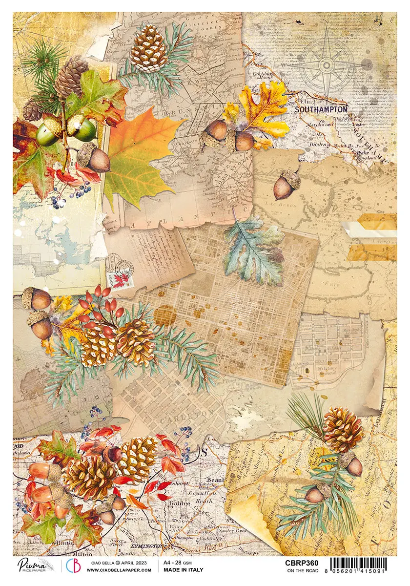 Ciao Bella Rice Paper A4 Piuma On The Road - 5 Sheets 1