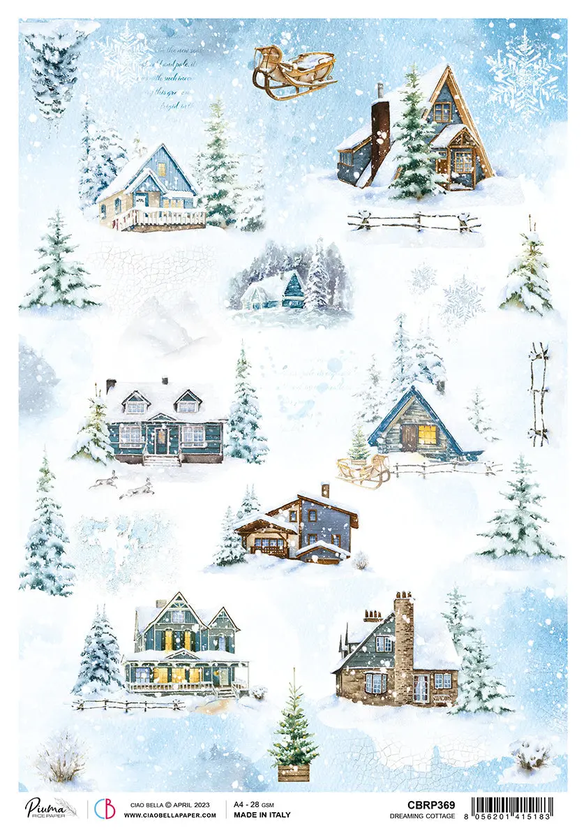 Ciao Bella Rice Paper A4 Piuma Dreaming Cottage - 5 Sheets 1