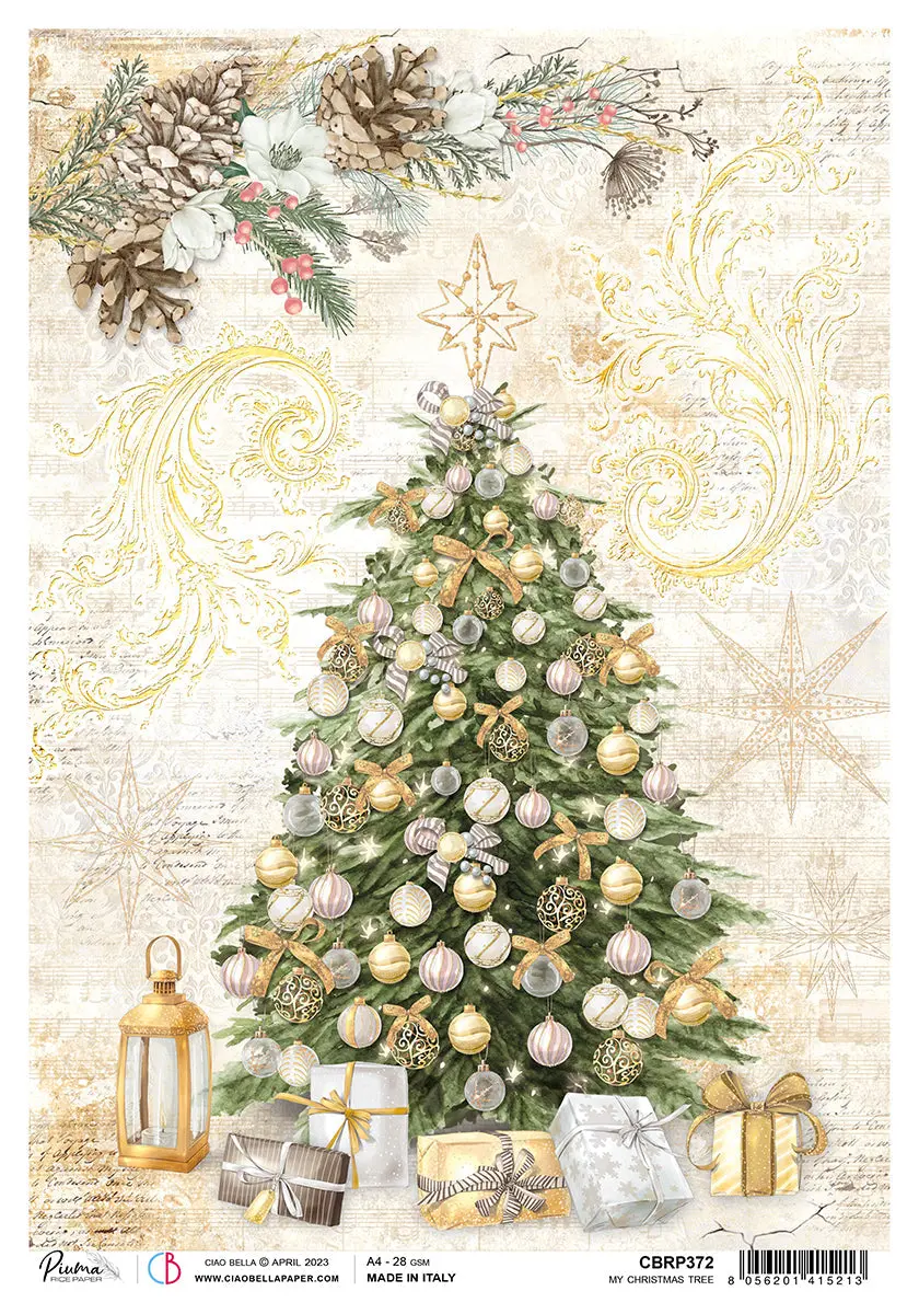 Ciao Bella Rice Paper A4 Piuma My Christmas Tree - 5 Sheets 1