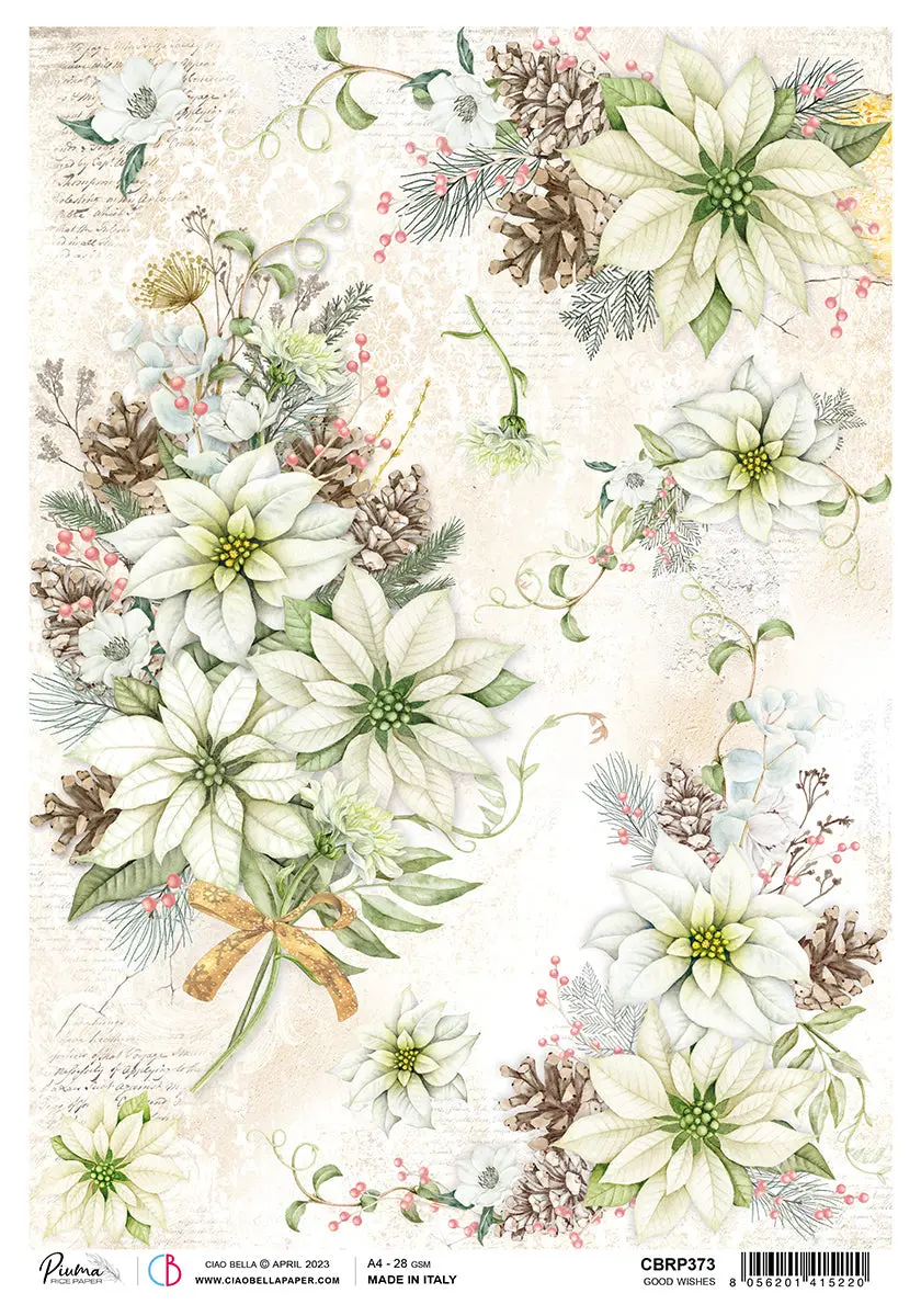 Ciao Bella Rice Paper A4 Piuma Good Wishes - 5 Sheets 1