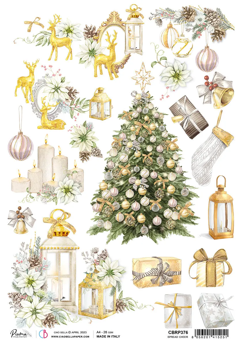 Ciao Bella Rice Paper A4 Piuma Spread Cheer - 5 Sheets 1