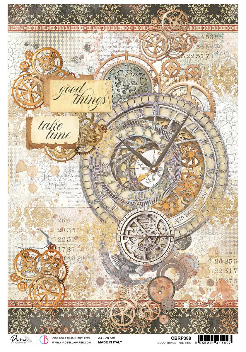 Rice Paper A4 Piuma Good Things Take Time - 5 Sheets 1
