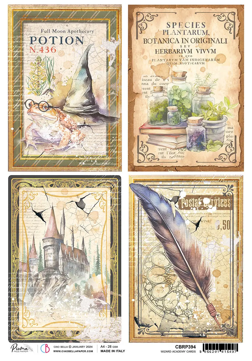 Rice Paper A4 Piuma Wizard Academy Cards - 5 Sheets 1