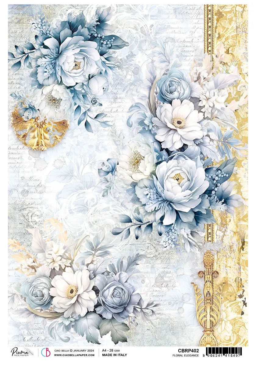 Rice Paper A4 Piuma Floral Elegance - 5 Sheets 1