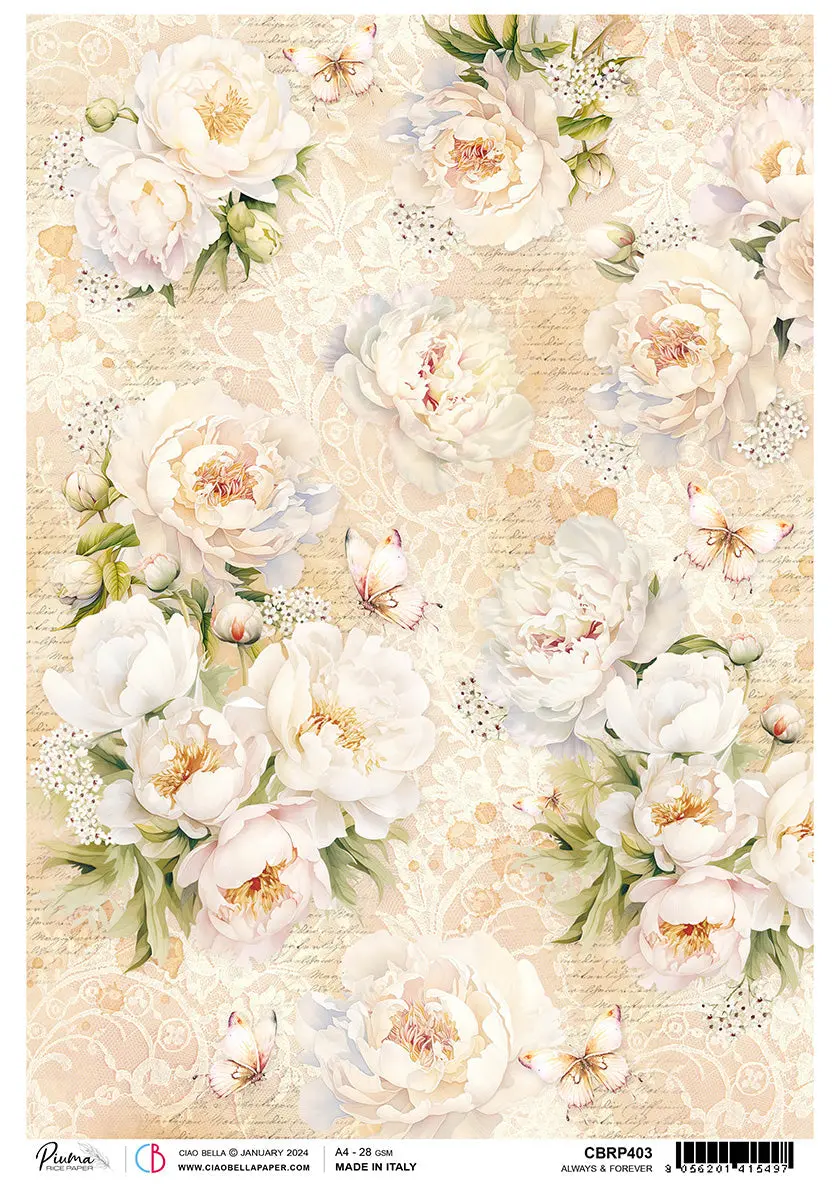 Rice Paper A4 Piuma Always And Forever - 5 Sheets 1