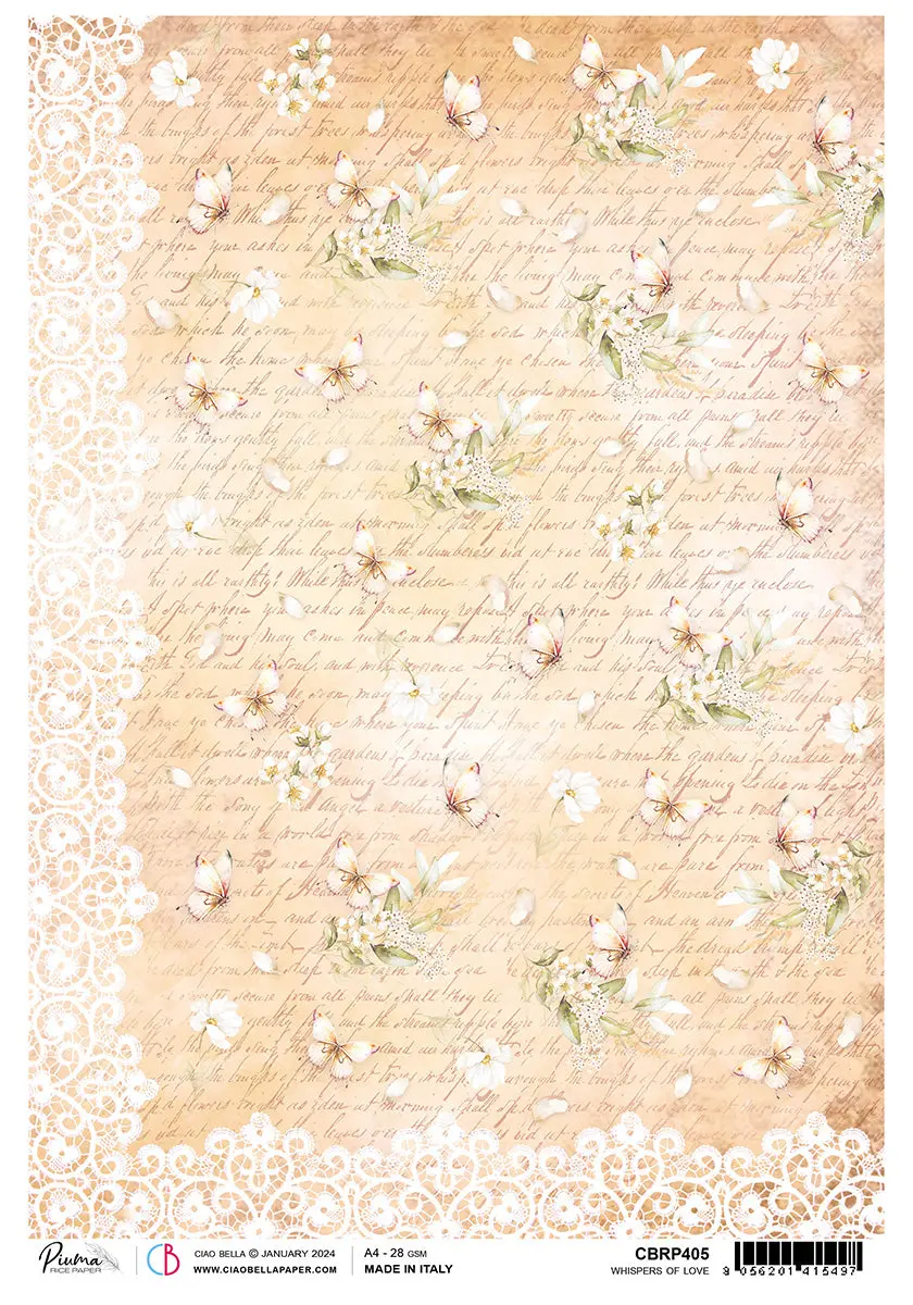 Rice Paper A4 Piuma Whispers Of Love - 5 Sheets 1