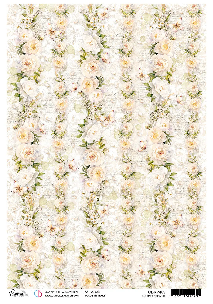 Rice Paper A4 Piuma Bloomed Romance - 5 Sheets 1
