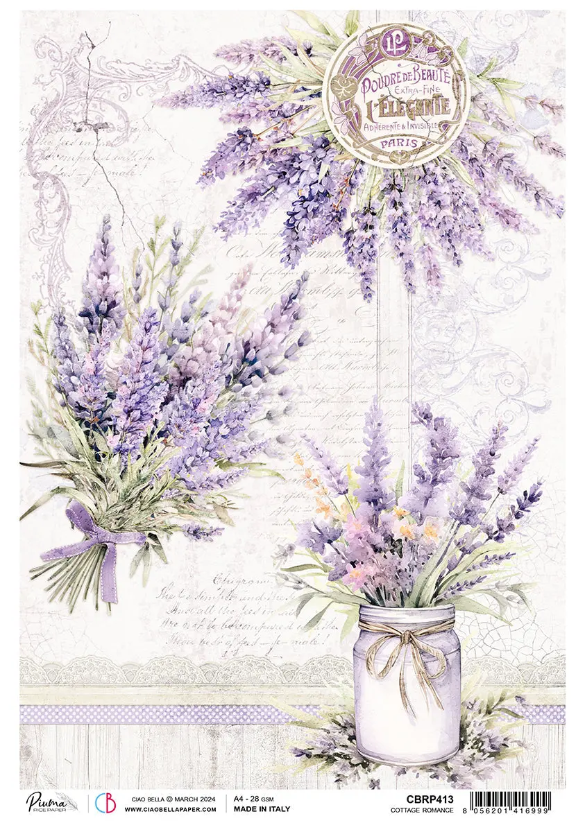 Rice Paper A4 Piuma Cottage Romance - 5 Sheets 1