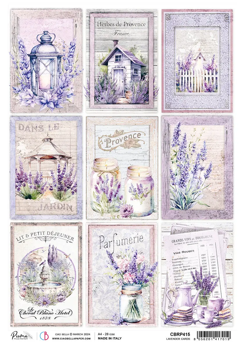 Rice Paper A4 Piuma Lavander Cards - 5 Sheets 1