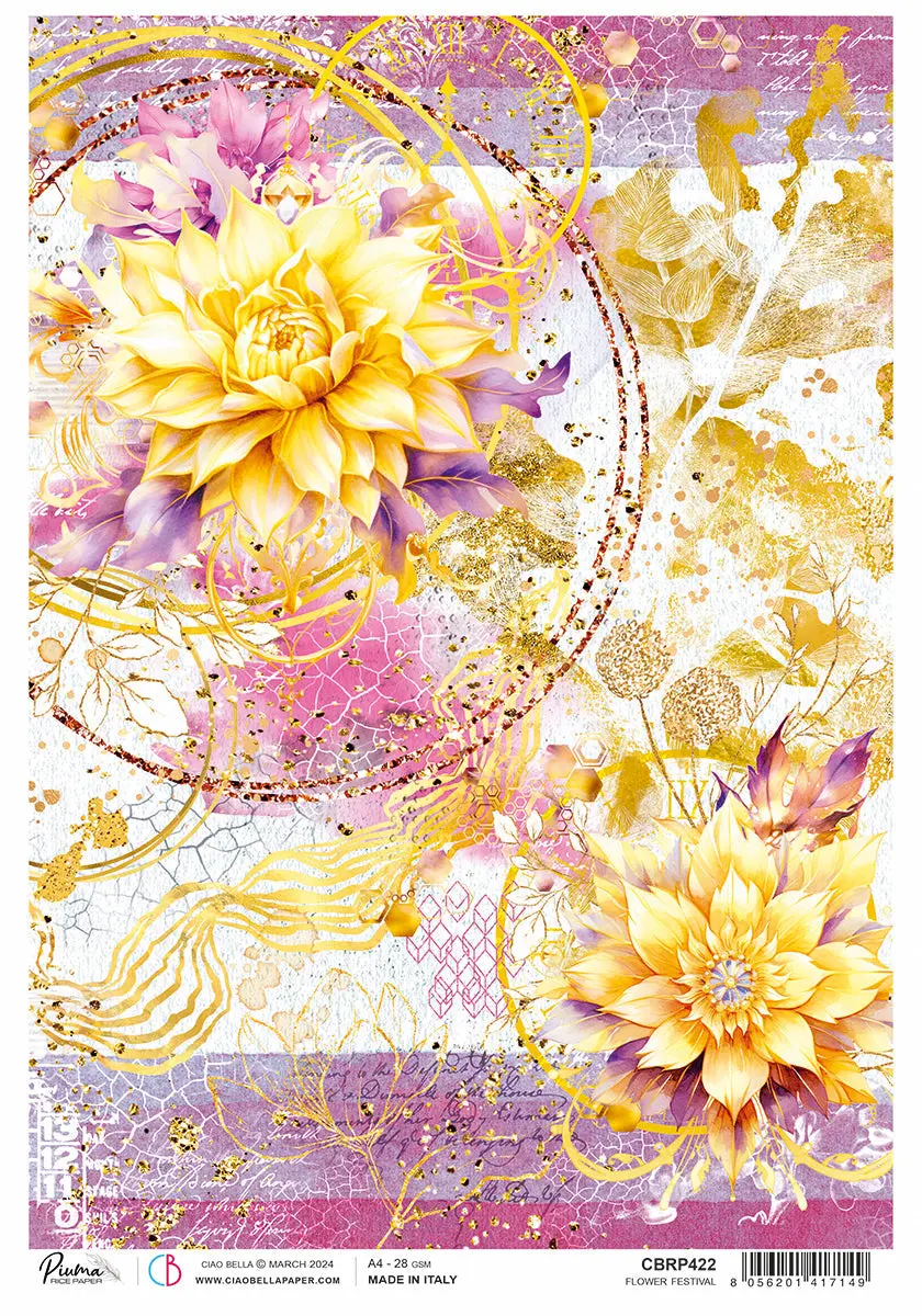 Rice Paper A4 Piuma Flower Festival - 5 Sheets 1