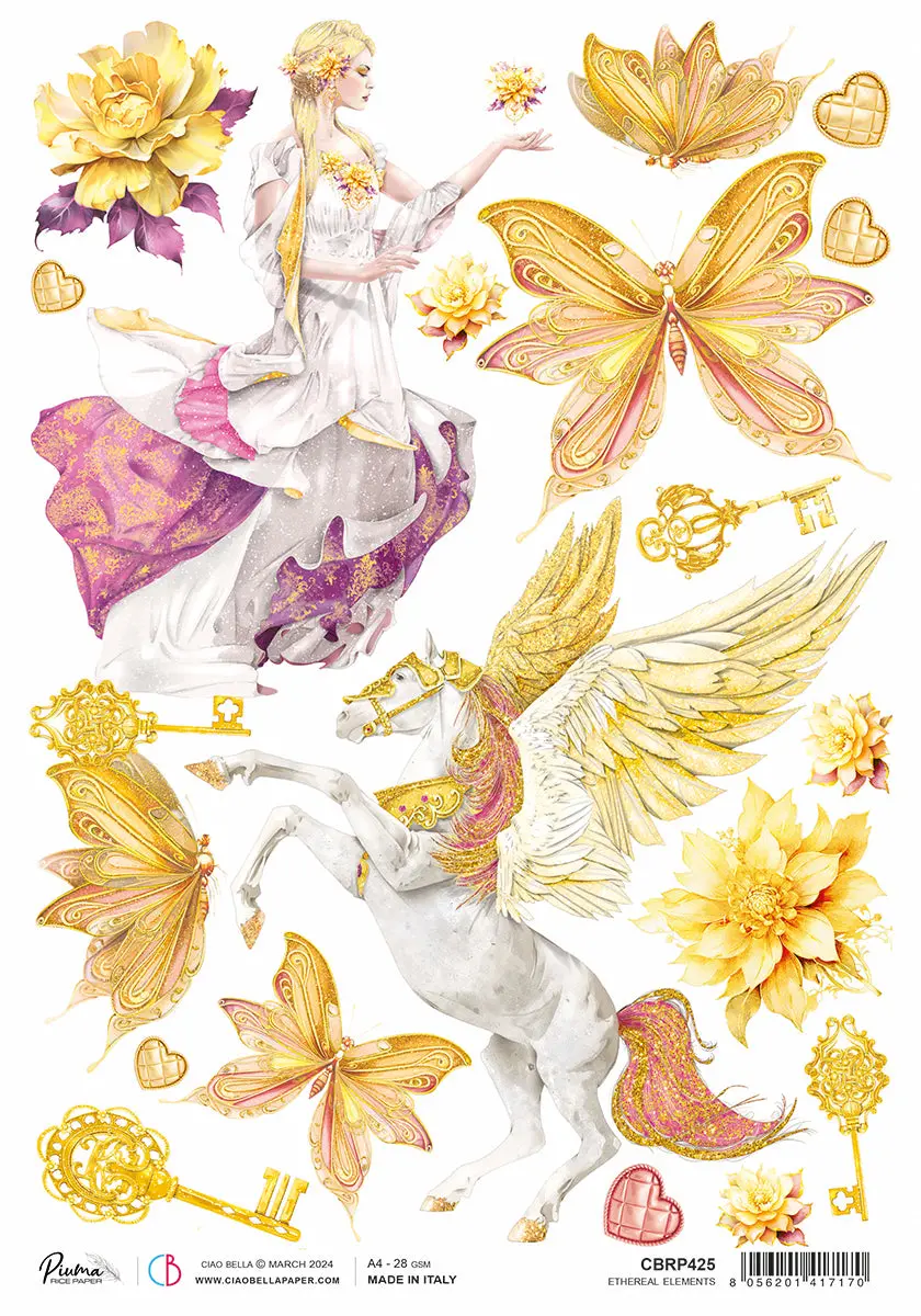 Rice Paper A4 Piuma Ethereal Elements - 5 Sheets 1