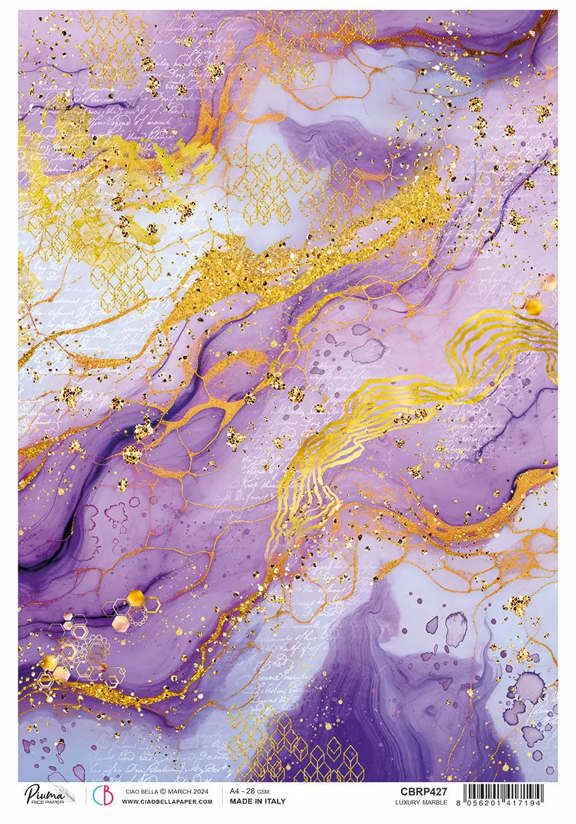 Rice Paper A4 Piuma Luxury Marble - 5 Sheets 1