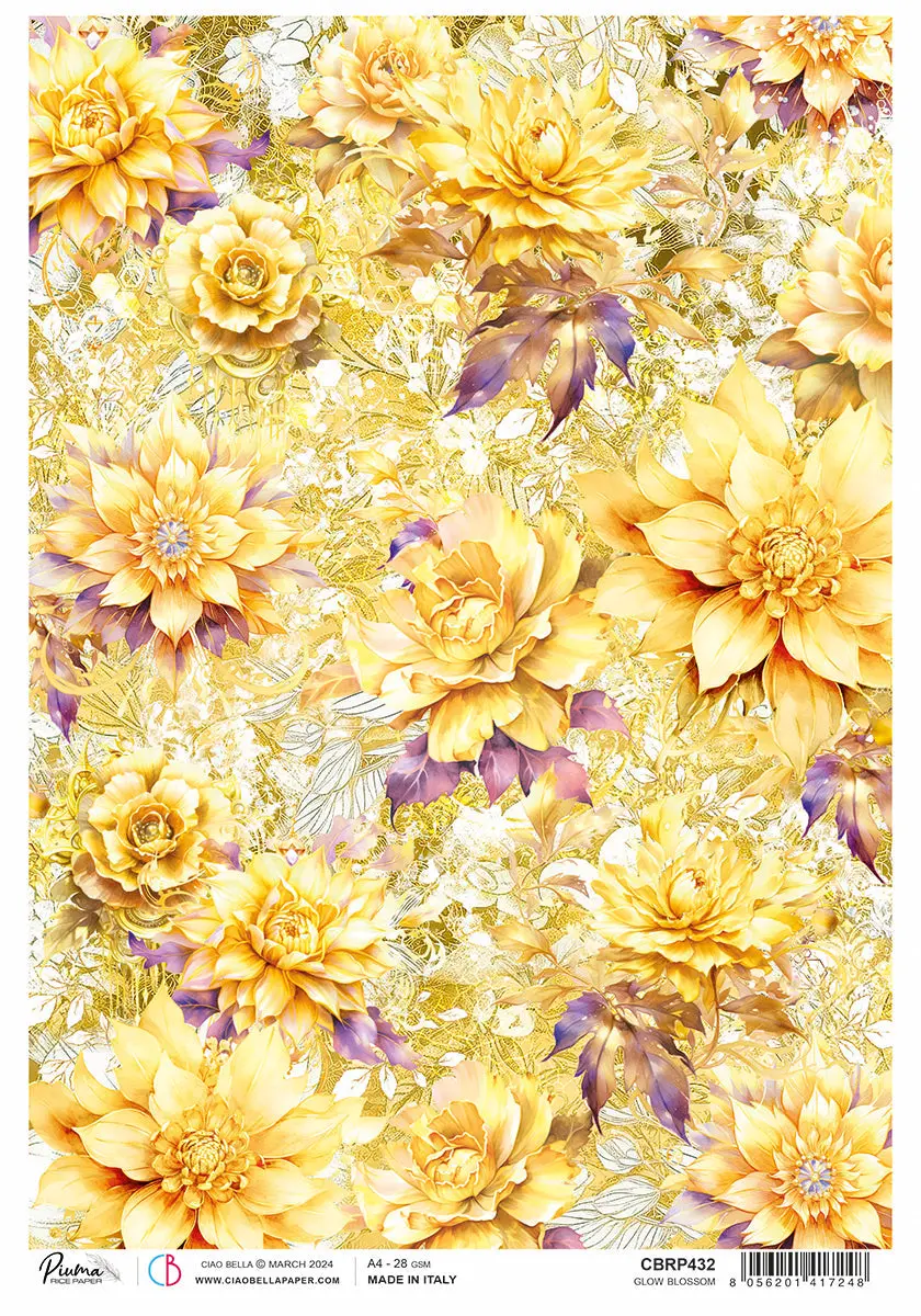 Rice Paper A4 Piuma Glow Blossom - 5 Sheets 1
