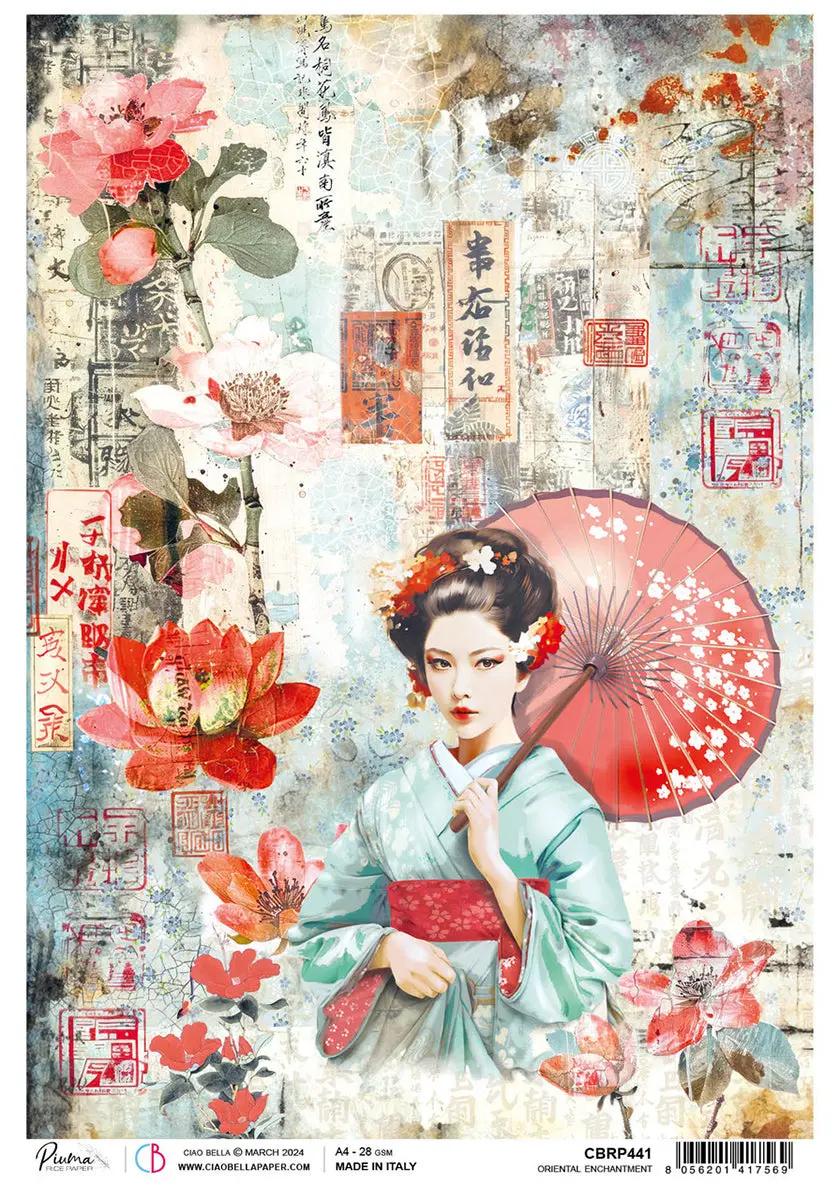 Rice Paper A4 Oriental Enchantment - 5 Sheets 1