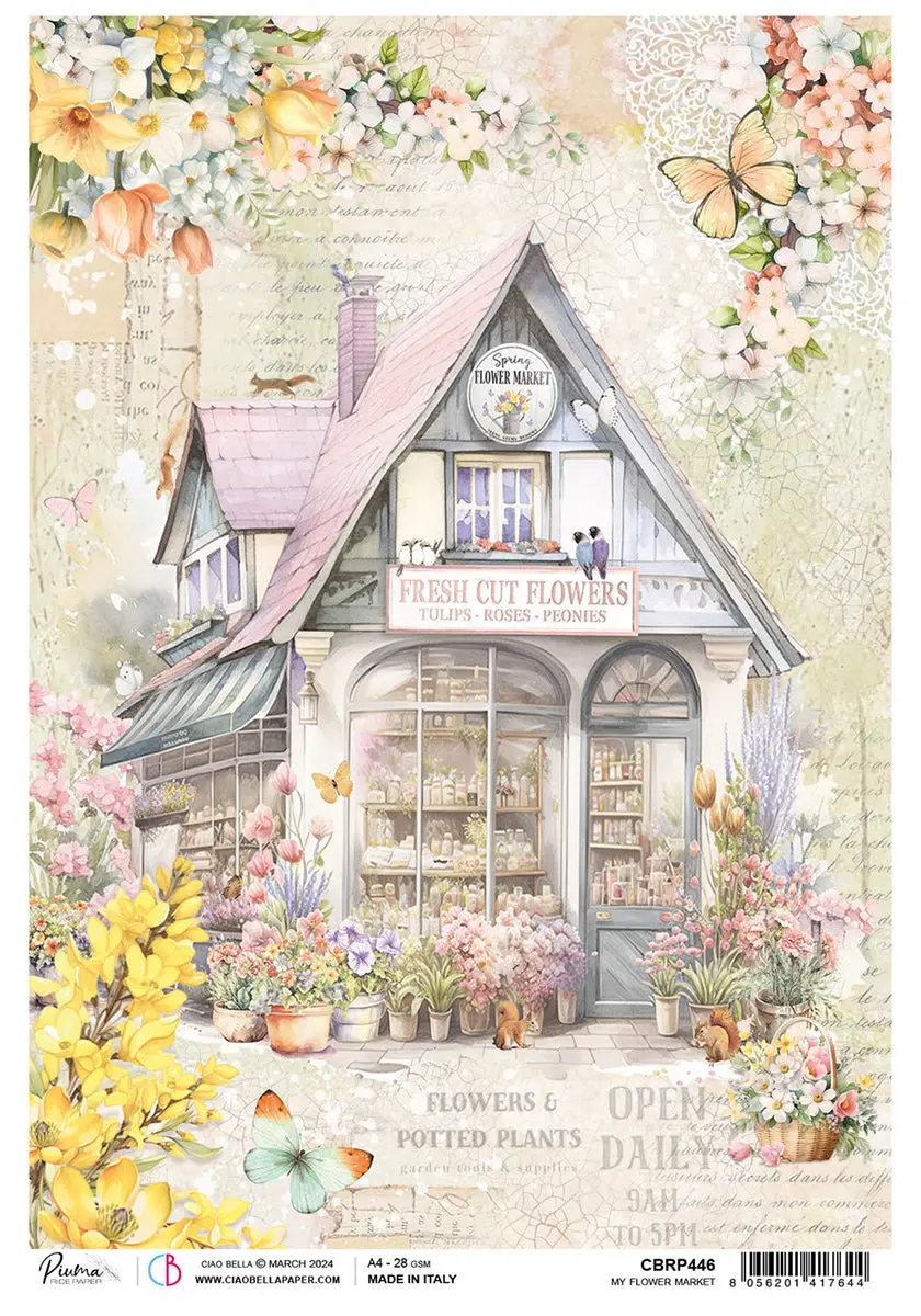 Rice Paper A4 My Flower Market - 5 Sheets 1