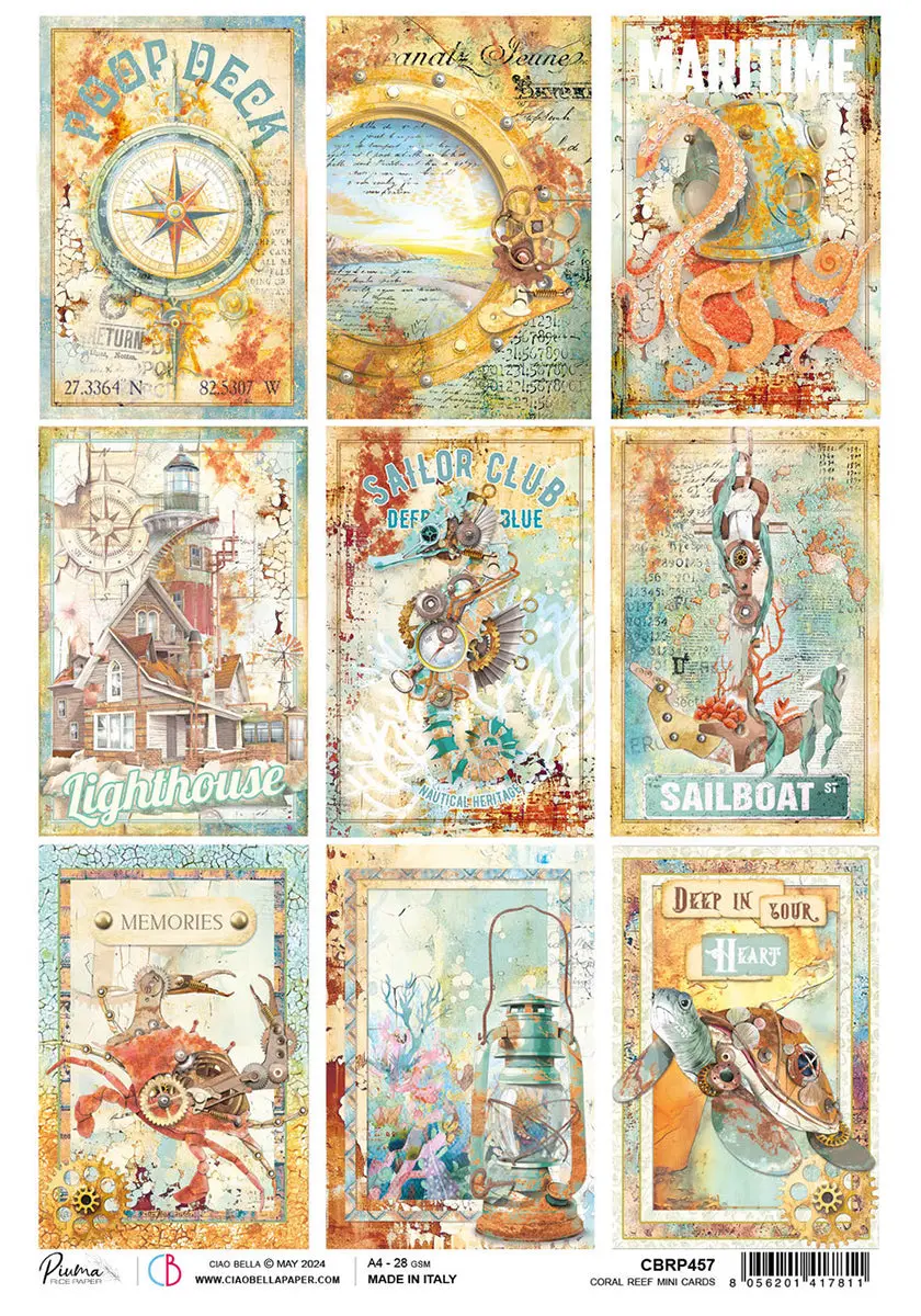 Rice Paper A4 Coral Reef Mini Cards - 5 Sheets 1