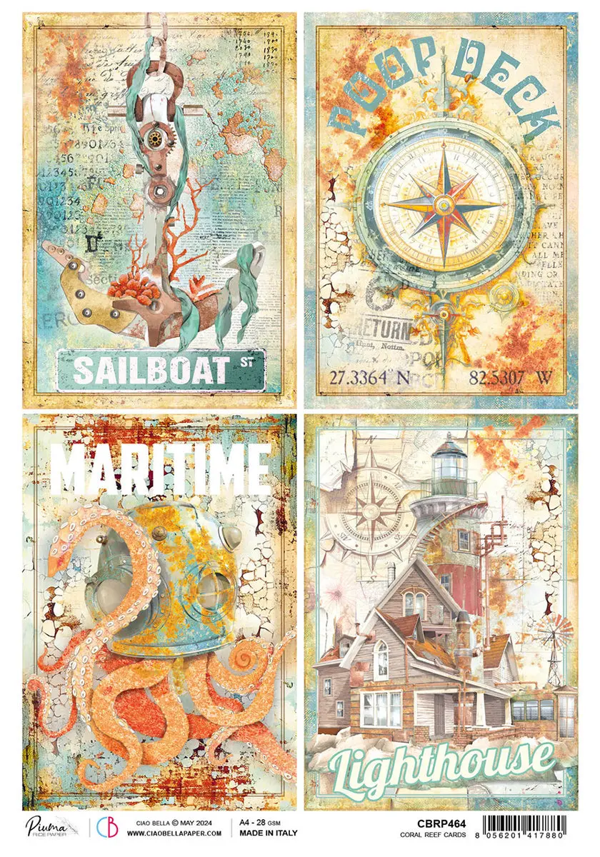 Rice Paper A4 Coral Reef Cards - 5 Sheets 1