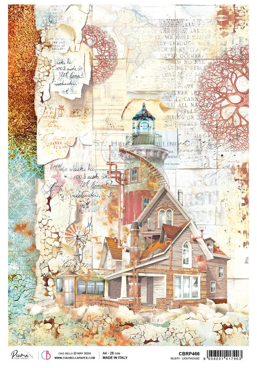 Rice Paper A4 Rusty Lighthouse - 5 Sheets 1