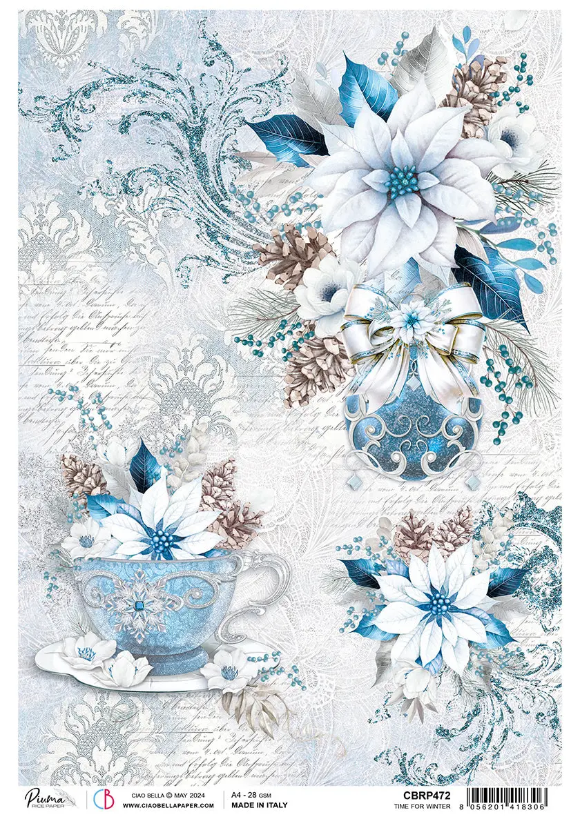Rice Paper A4 Time For Winter - 5 Sheets 1