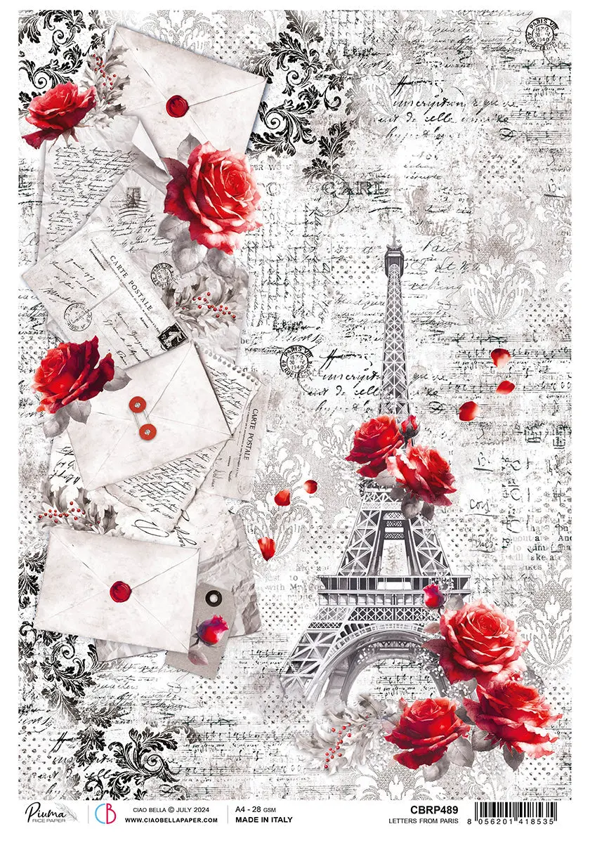 Rice Paper A4 Letters From Paris - 5 Sheets 1