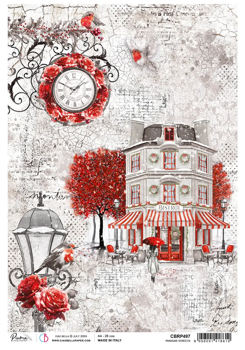 Rice Paper A4 Parisian Streets - 5 Sheets 1