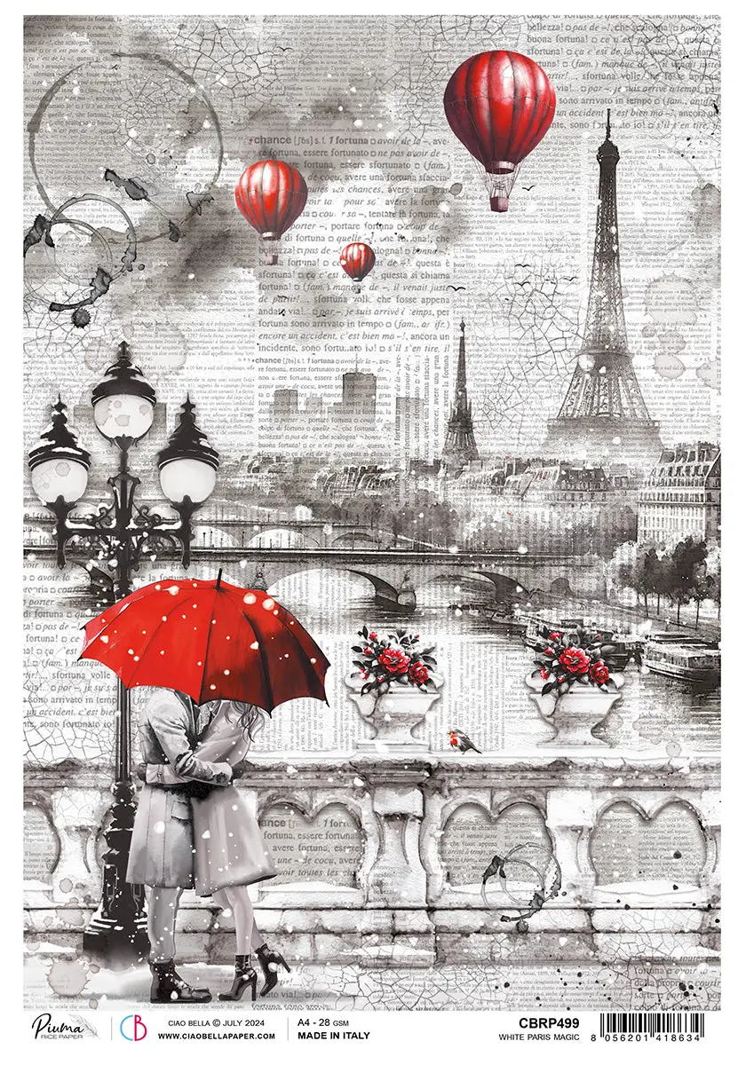 Rice Paper A4 White Magic Paris - 5 Sheets 1