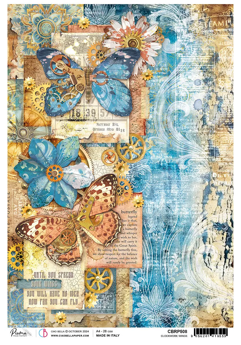 Rice Paper A4 Clockwork Wings 1
