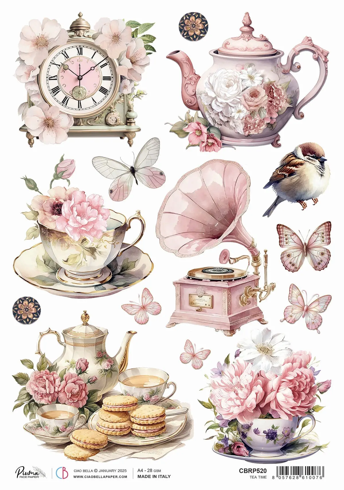 Rice Paper A4 Tea Time - 5 Sheets 1