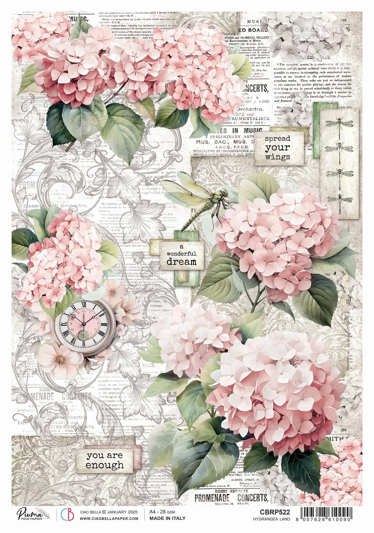 Rice Paper A4 Hydrangea Land - 5 Sheets 1