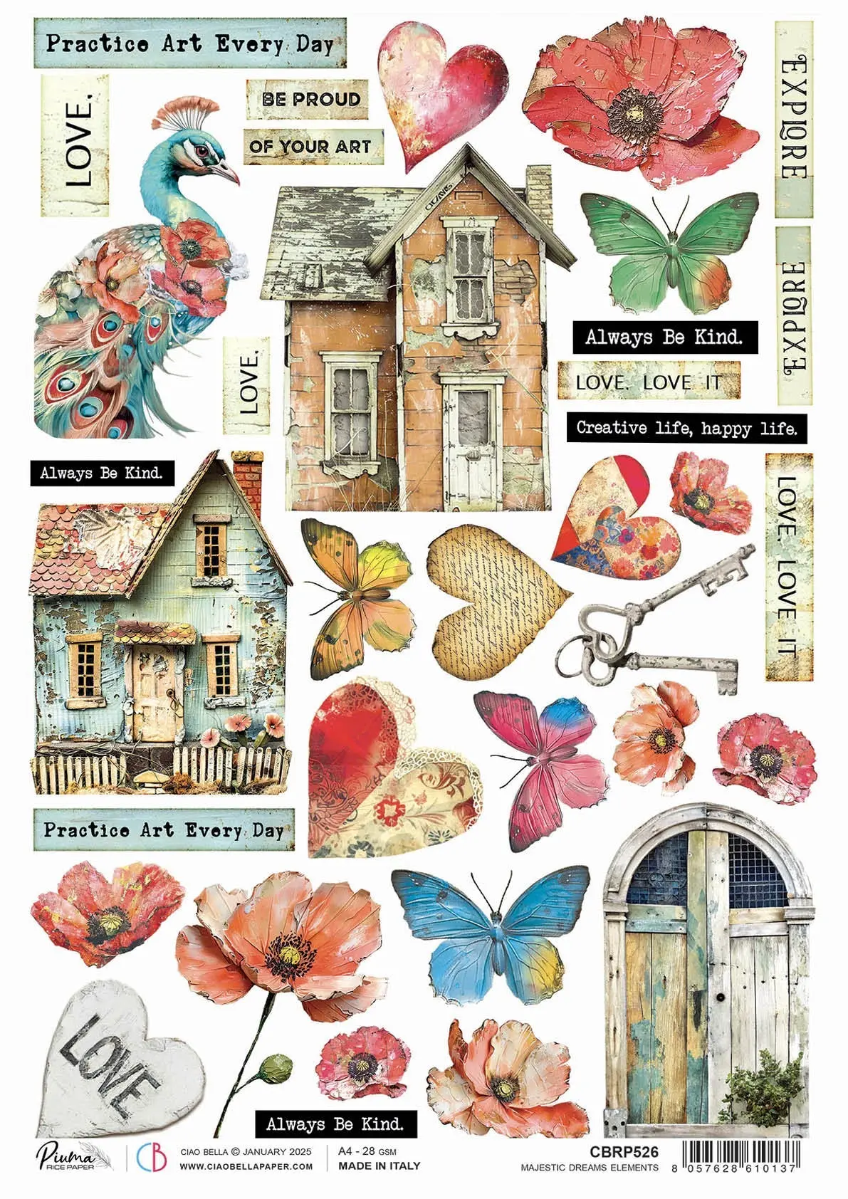 Rice Paper A4 Majestic Dreams Elements - 5 Sheets 1