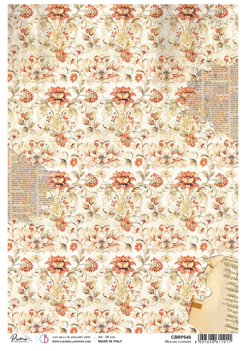 Rice Paper A4 Healing Flowers - 5 Sheets 1