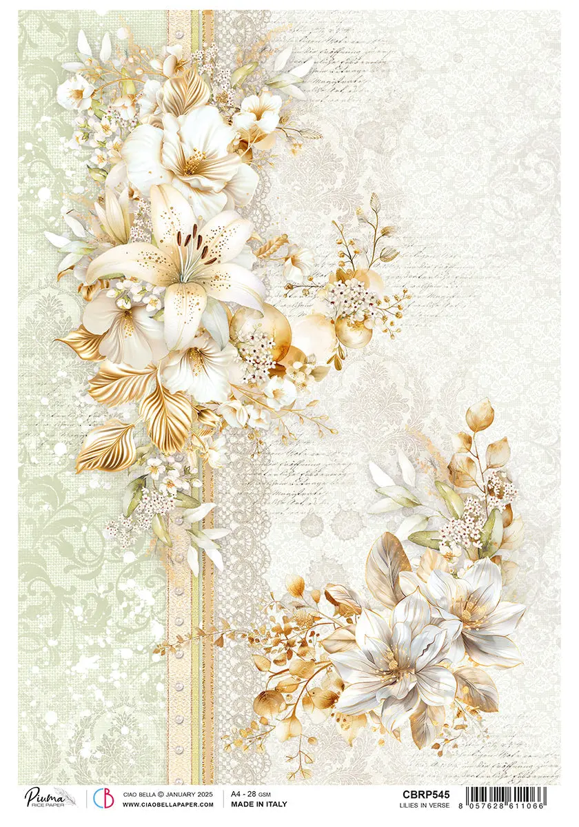 Rice Paper A4 Lilies In Verse - 5 Sheets 1