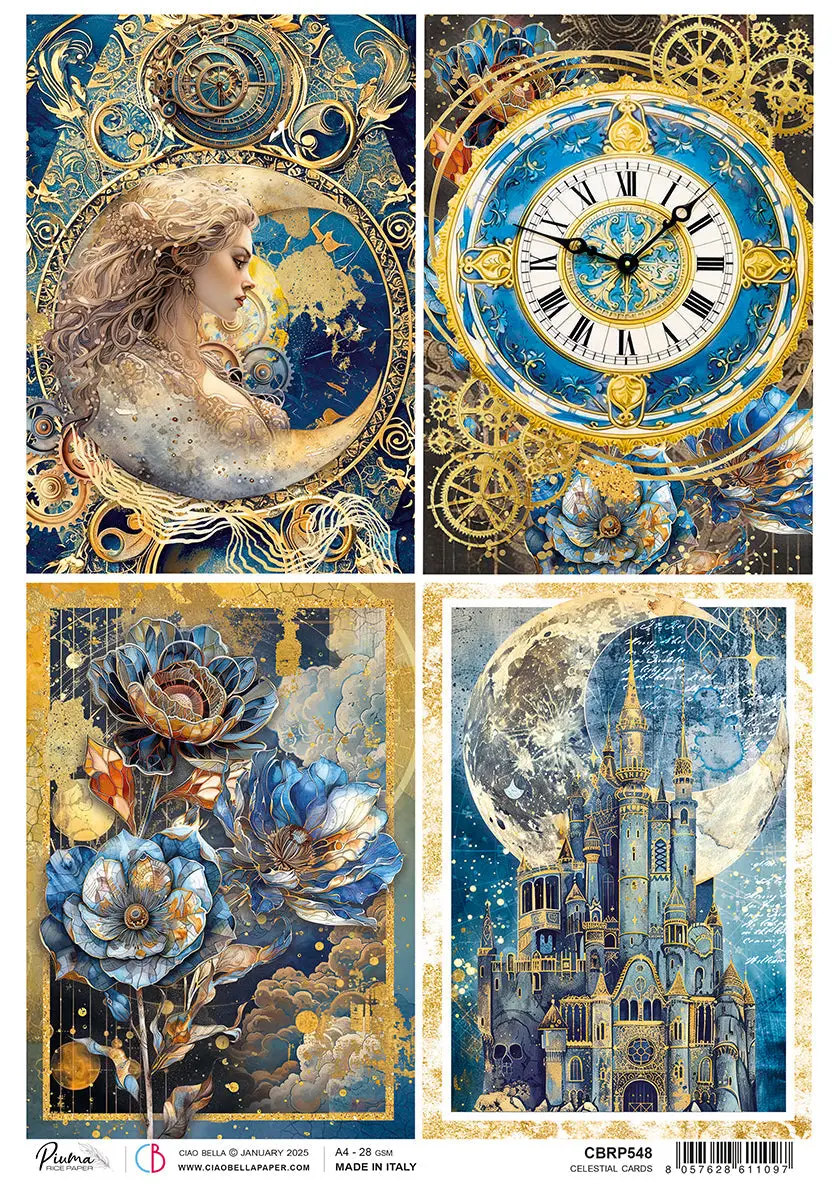 Rice Paper A4 Celestial Cards - 5 Sheets 1