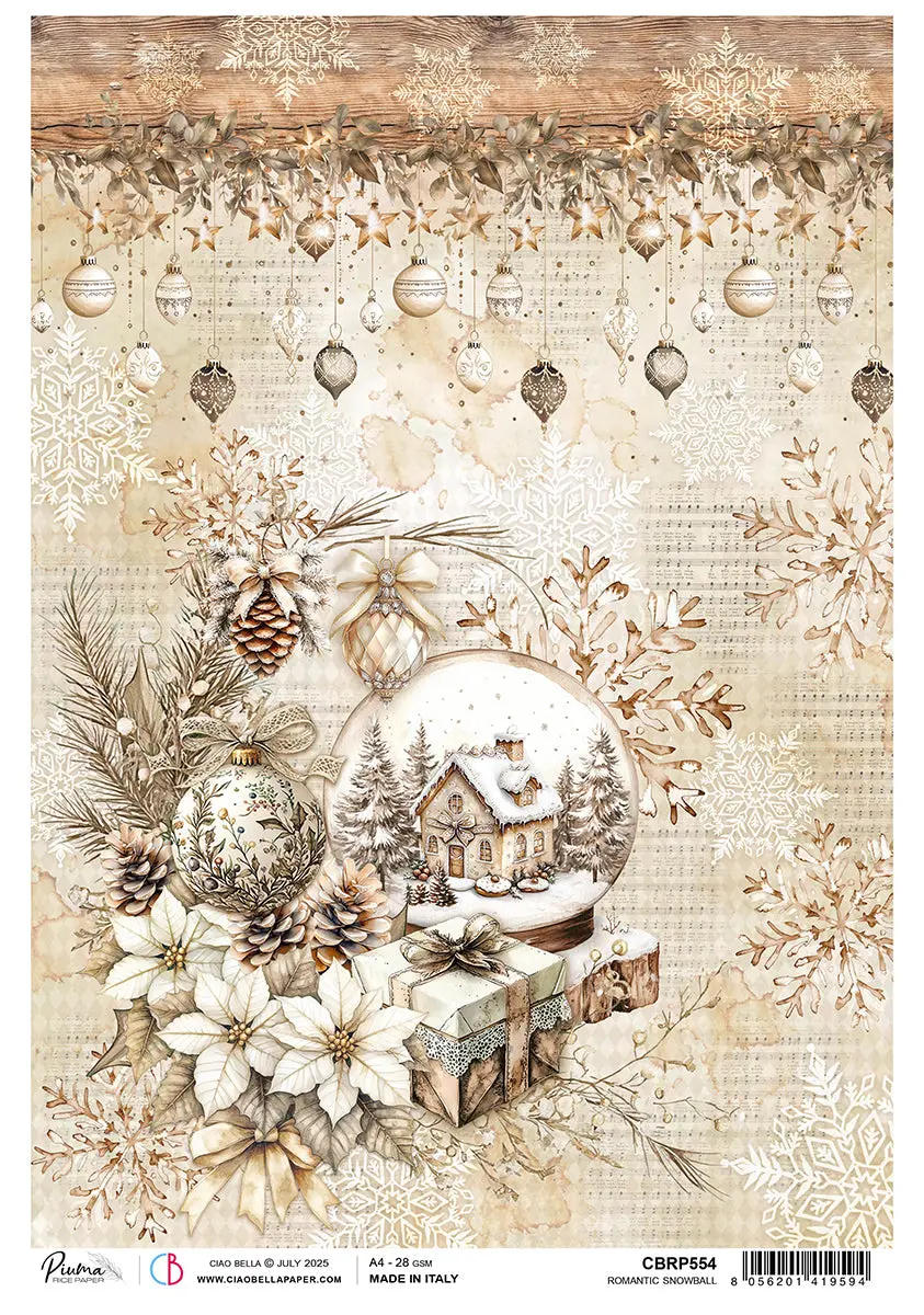 Rice Paper A4 Romantic Snowball - 5 Sheets 1