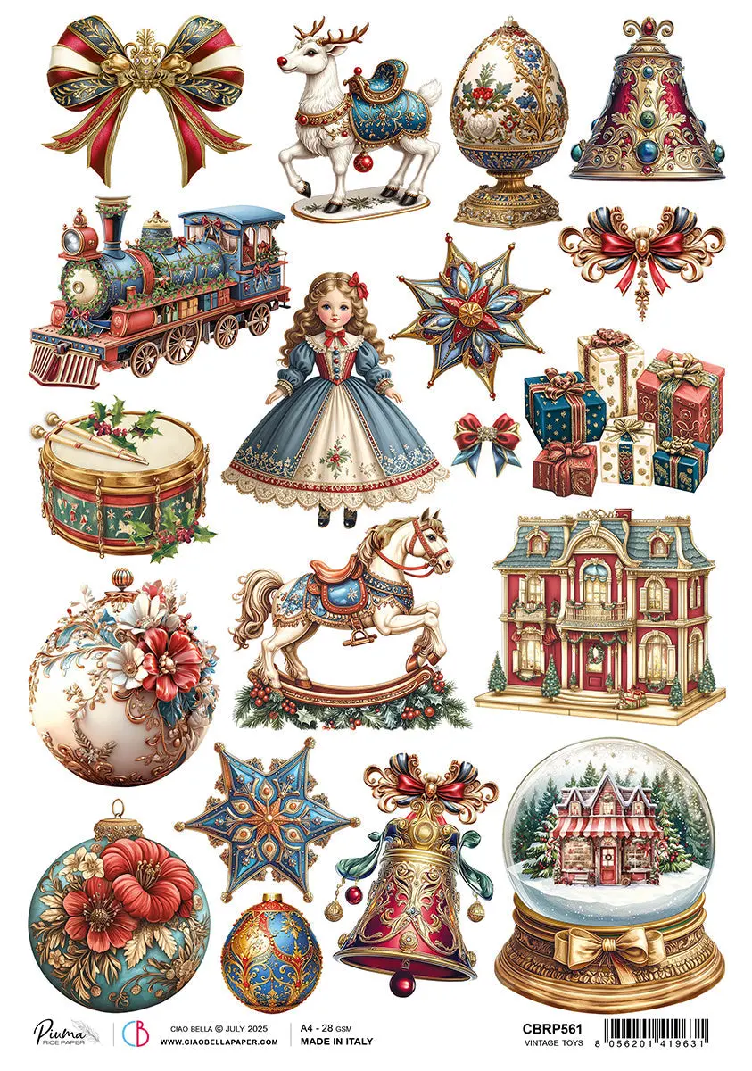 Rice Paper A4 Vintage Toys - 5 Sheets 1