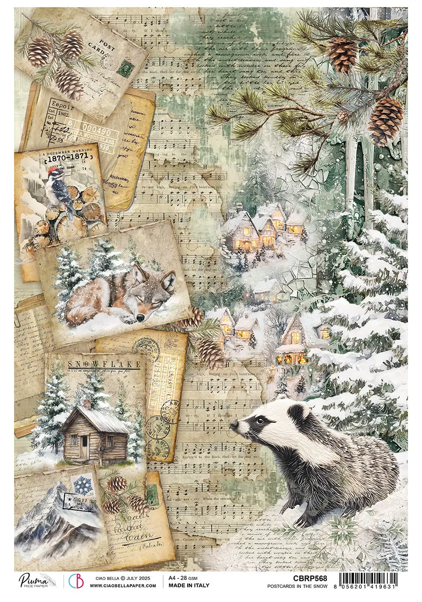 Rice Paper A4 Postcard In The Snow - 5 Sheets 1